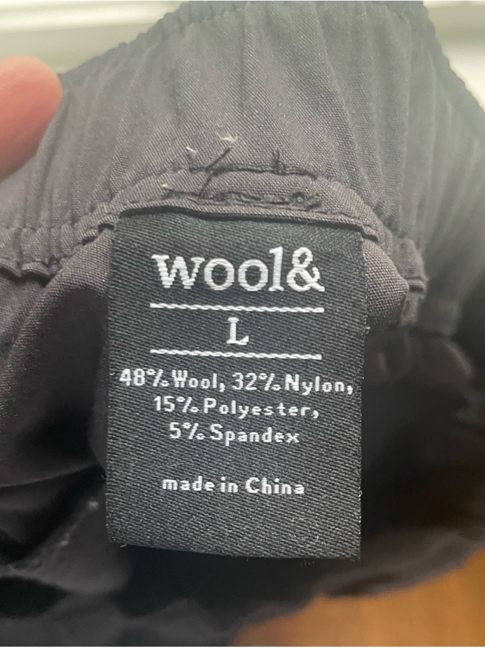 Wool& Women’s Black Joggers size L Wool Blend 4 Pockets Stretch Waist & Cuffs